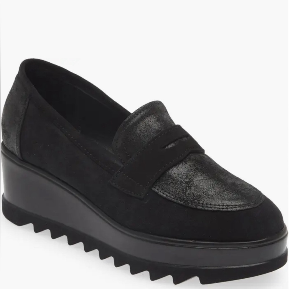 Cordani Black Platform Wedge Loafer
